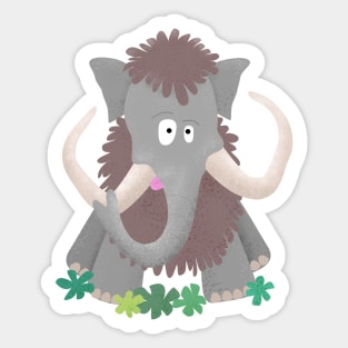 Funny woolly mammoth cartoon for kids Sticker